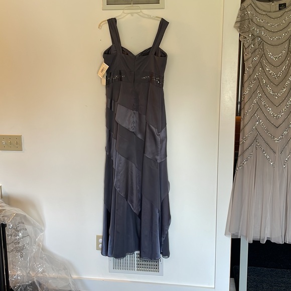 Adrianna Papell floor length dress, multi charcoal colors. - Picture 2 of 6